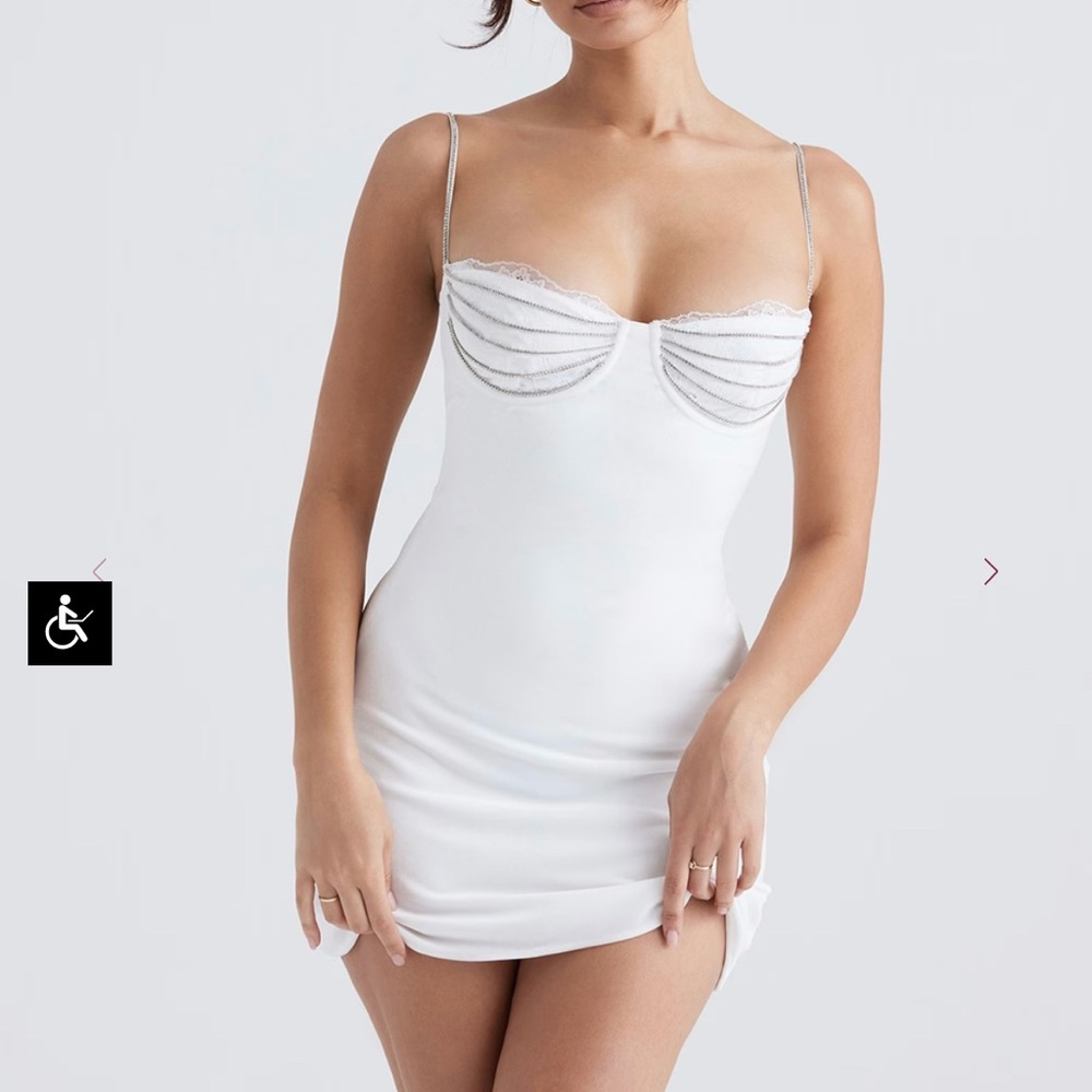 NWT‼️ House of CB Grace Ivory Crystallized Mini Dress